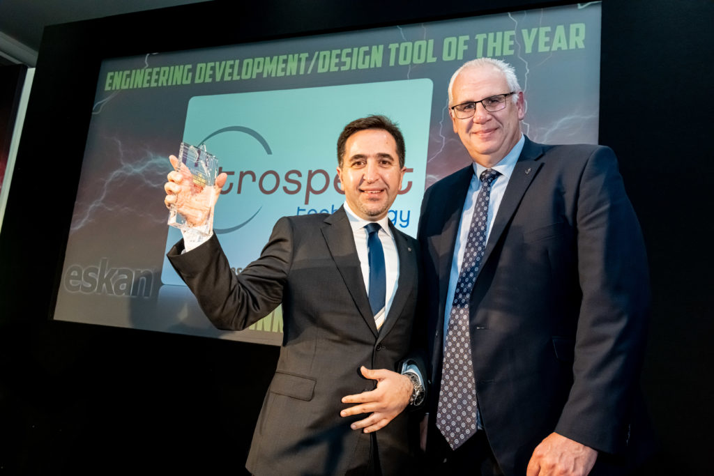 Introspect Technology CEO Dr. Mohamed Hafed accepts Engineering Development/Design Tool of the Year accolade for the Introspect ESP Software.